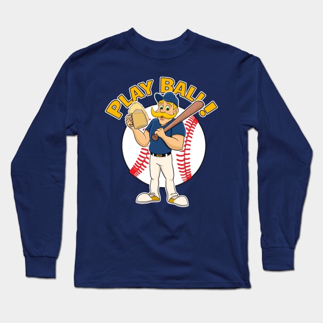 Play Ball! Brewers Baseball Mascot Bernie Long Sleeve T-Shirt by GAMAS Threads